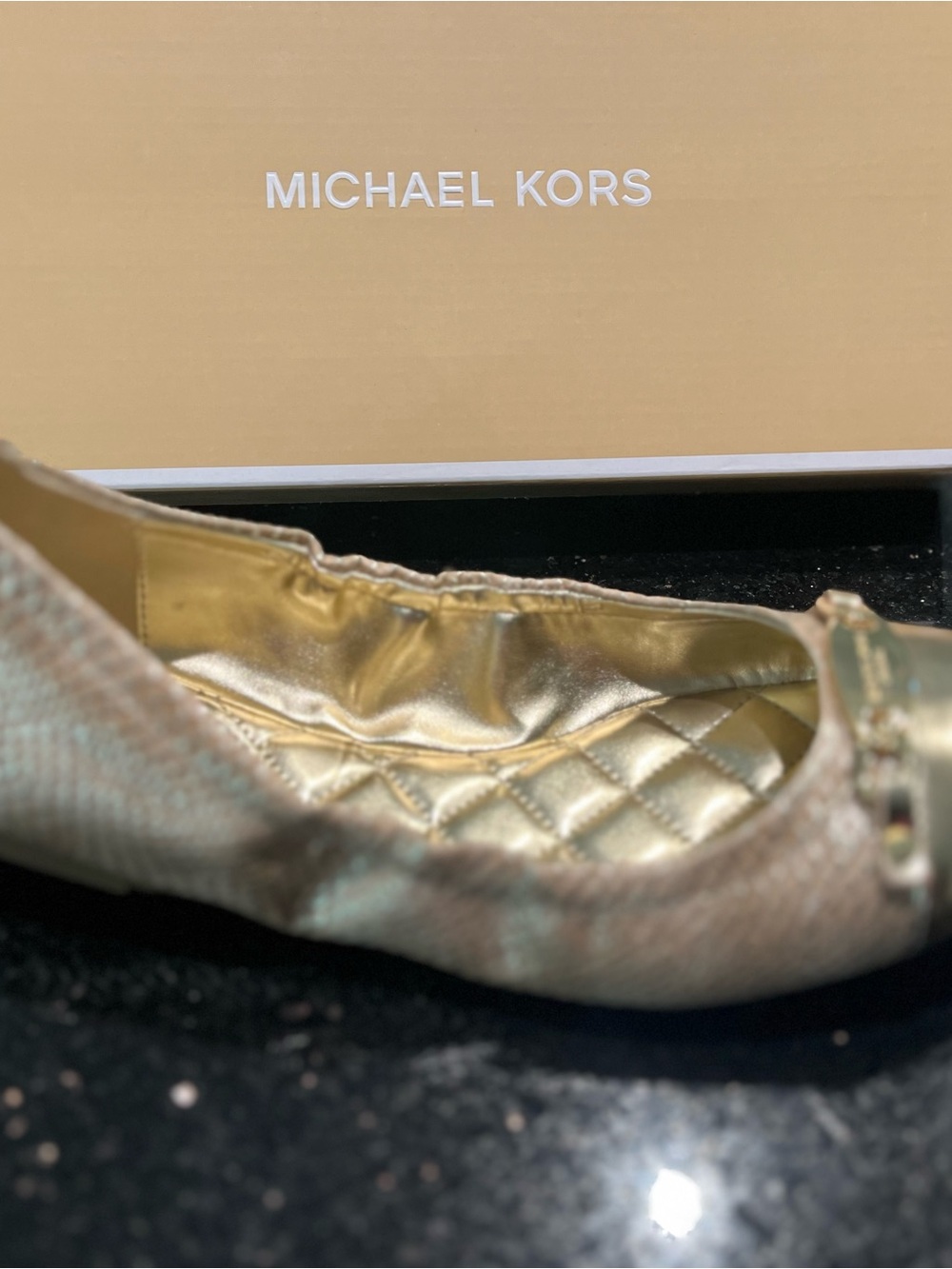 Michael Kors Metallic Gold Quilted Ballet Flats